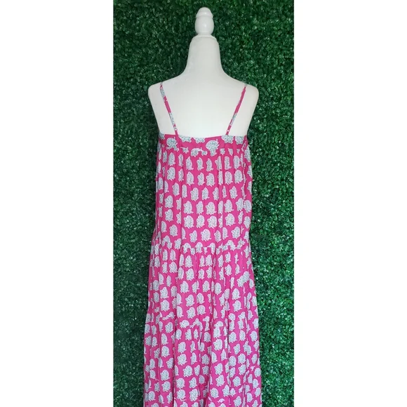 81. SZ Blockprints™ X J.Crew tie-front tiered maxi dress in bright-pink paisley - Picture 8 of 13